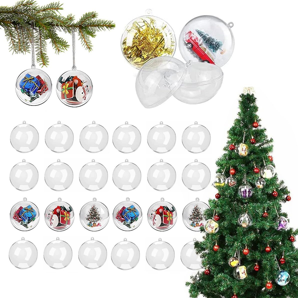 100 Stück Transparente Bastelkugeln 2,8cm - DIY Weihnachtskugeln Zum Befüllen