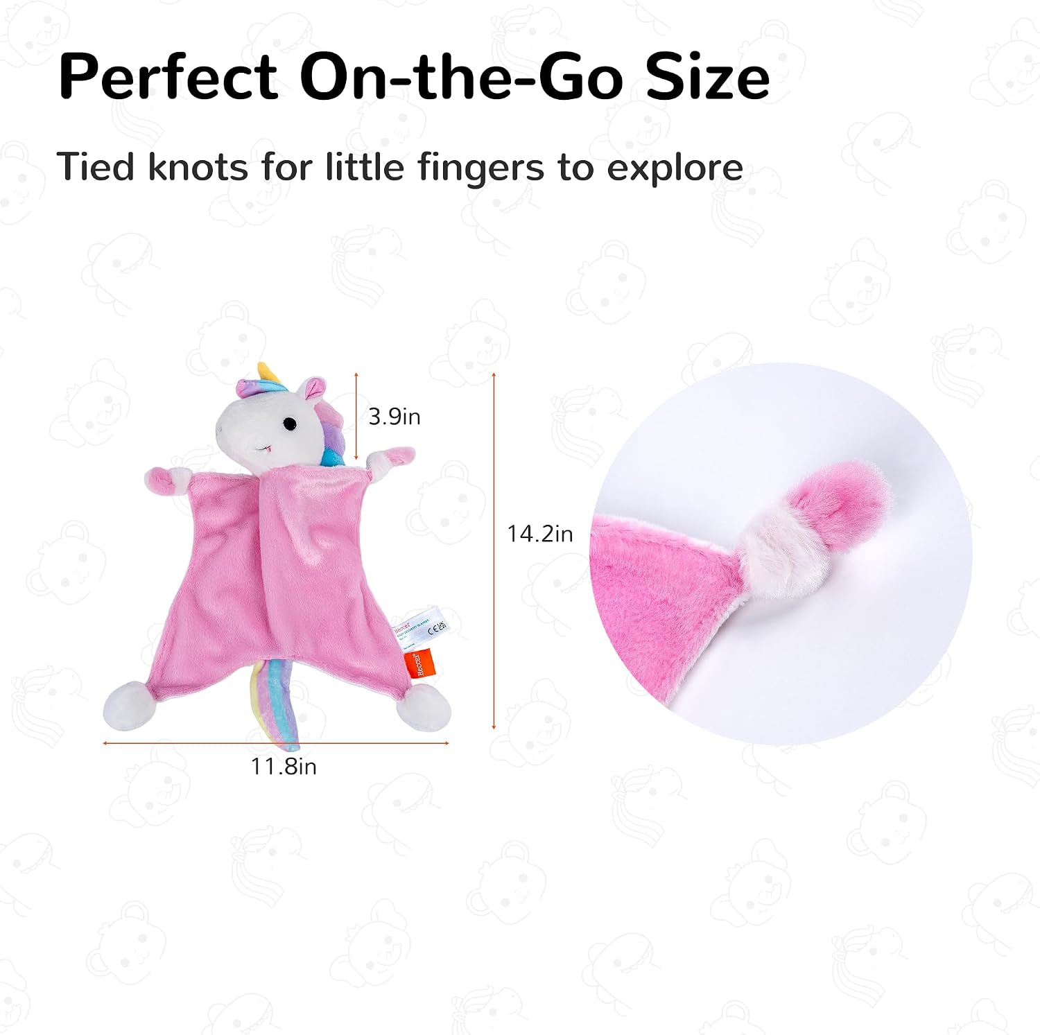 Baby Security Blanket, Soft Lovey Unisex Snuggle Toy Stuffed Animal, Square Sensory Lovie, Newborn Essentials Gift for Boys and Girls (Dreamiecone)