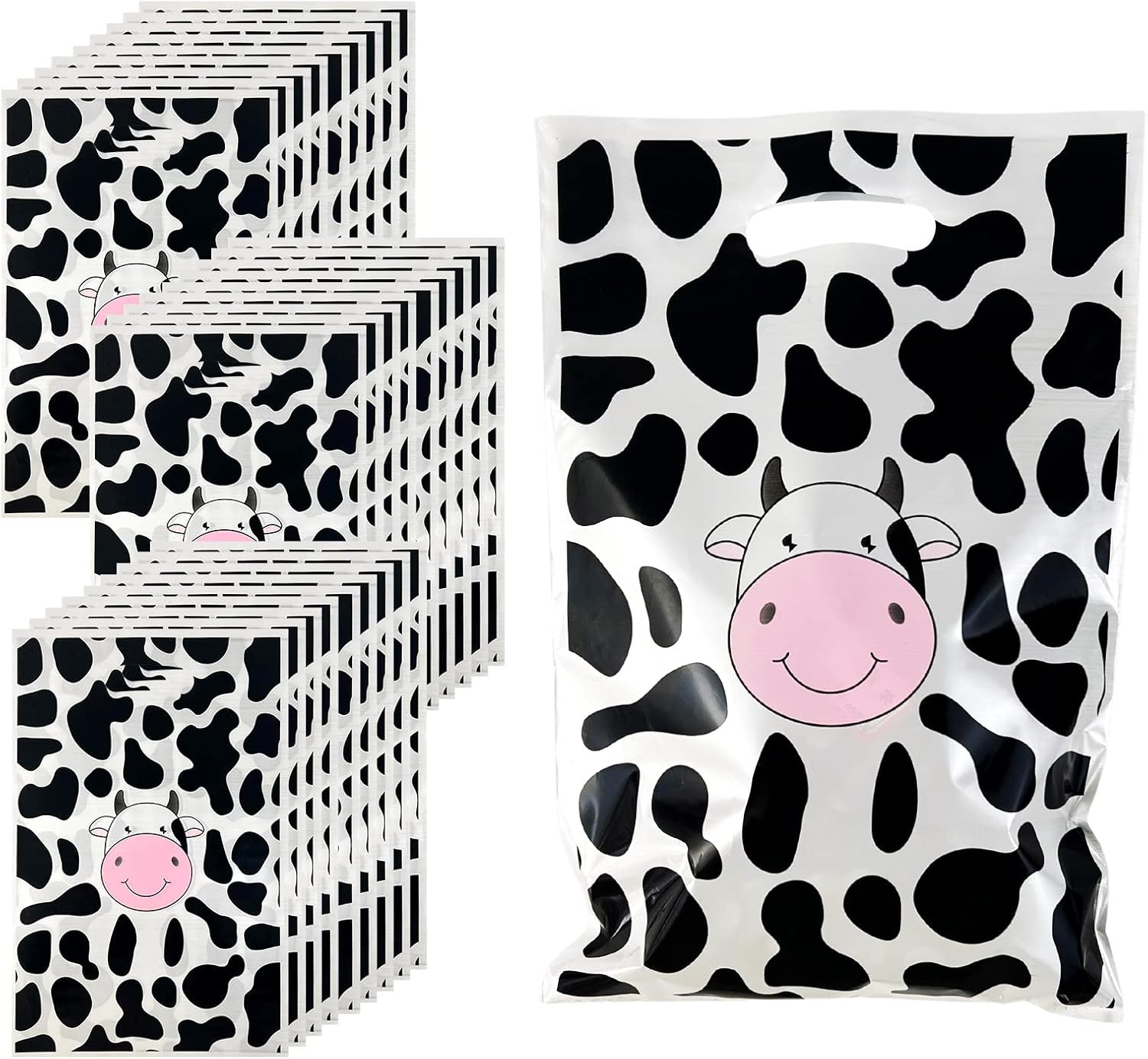 Rainmae 50 Pcs Cow Print Party Favors Bags, Cute Cow Goodie Gift Bags Treat Candy Bags, Farm Animal Theme Goodie Party Gift Bags for for Baby Shower Barnyard Cowboy Cowgirl Farmhouse Themed Birthday - Image 2
