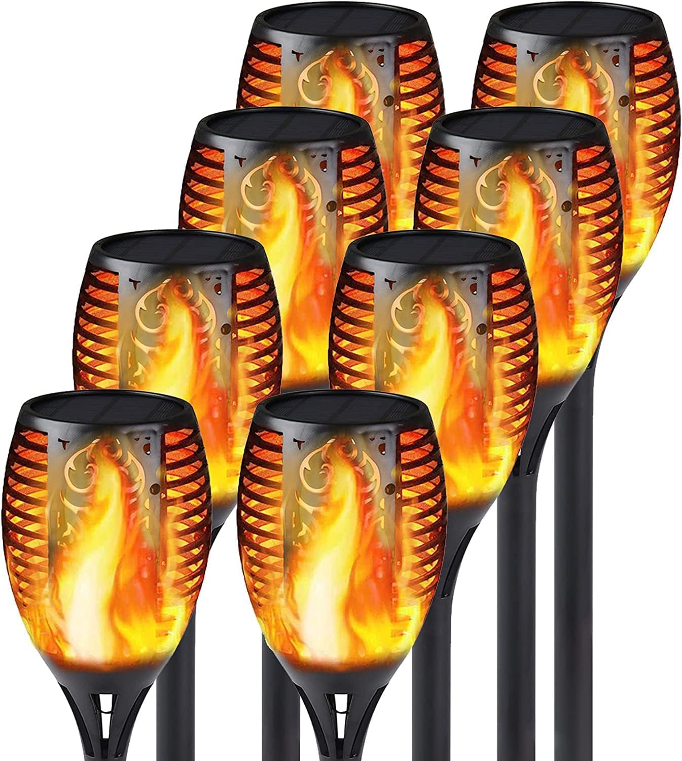Usper Solar-Taschenlampe mit flackernden, tanzenden Solarleuchten, Flamme, Außenbereich, Garten, 8 Stück, olar-Landschaftslichter für den Außenbereich, wasserdicht, für Weg, Veranda, Hof, Halloween,