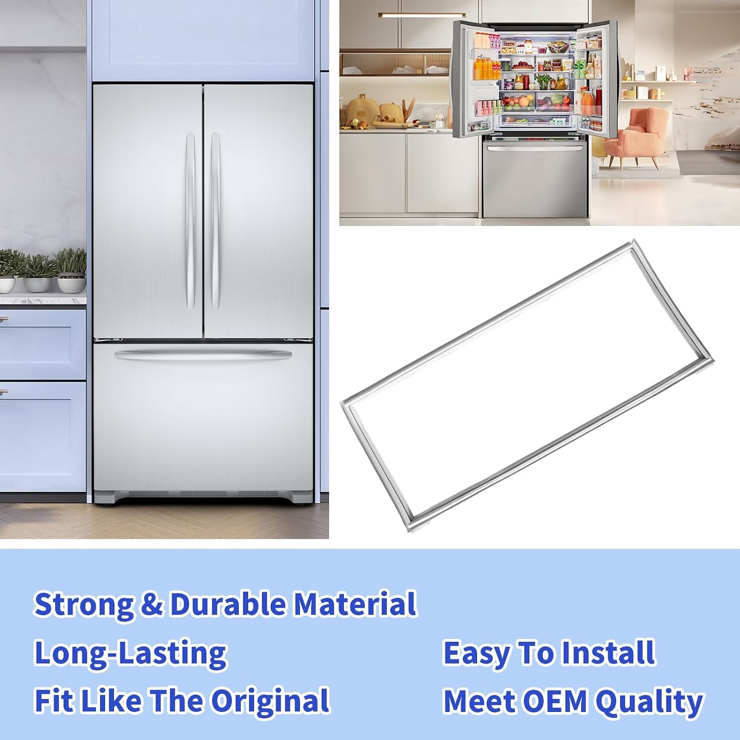 W10830162 Refrigerator French Door Gasket Seal Fit for Whirlpool Kenmore