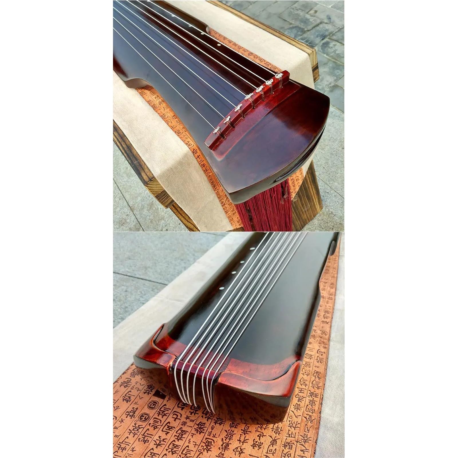 Handgemachtes Guqin 7 Saiten Paulownia Guqin 123cm Schwarz Braun Mit Zubehör Traditionelle Musikinstrumente(Brown set b)