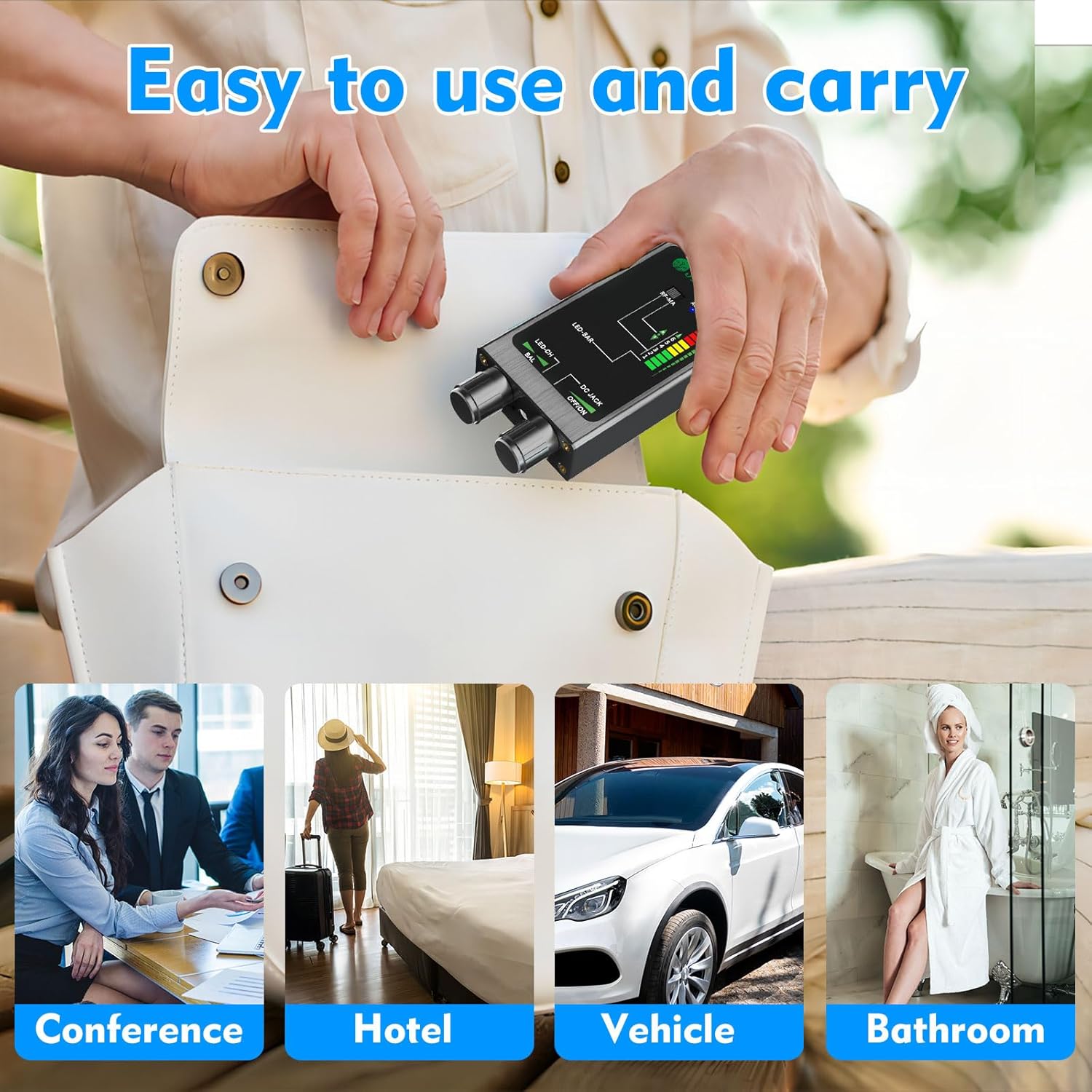 JMDHKK M8000 Hidden Camera Detector, Bug Detector,Camera Finder, Signal Detector for Hotels, Travels, Vehicles, Offices, Public Fitting Rooms (Black) - Image 6