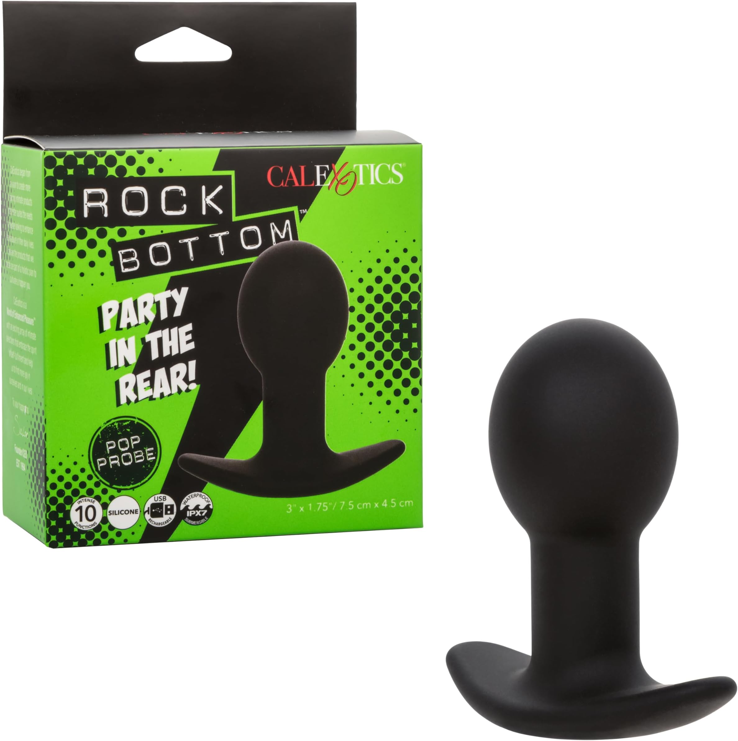 CalExotics Rock Bottom Pop Probe, 10 Functions Waterproof Silicone Vibrating Butt Plug Anal Vibrator with Bulbous Design - SE-0835-00-3