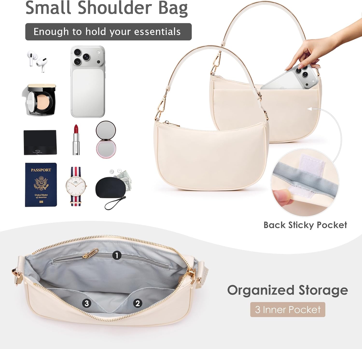 KALIDI Small Purses for Women Trendy Shoulder Bag Nylon Women's Handbags Cute Ladies Purse for Everyday Use & Night Out