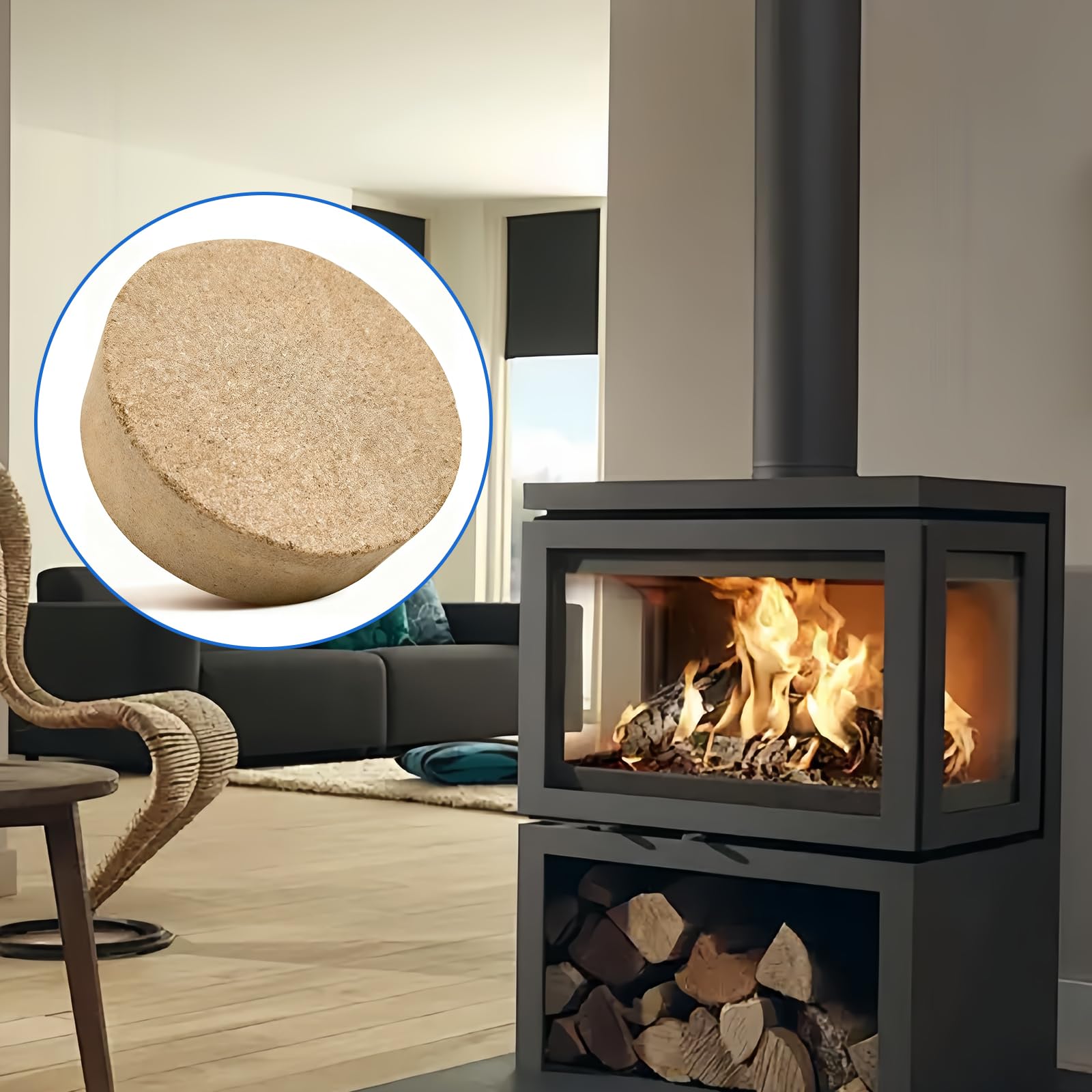 Schornstein Verschluss Ofenrohr Abdeckung Schornsteinverschluss Stein - Ø 150mm Ofenrohr Blinddeckel, Kaminlochdeckel Schamottstein Rund Kaminrohr, Vermiculite Platten Rund, Kaminloch (Ø150x50 mm)