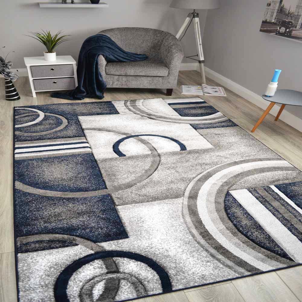 New Hand Carved Dark Navy Blue Grey Small Extra Large Size Living Room Bedroom House Rugs Cheap