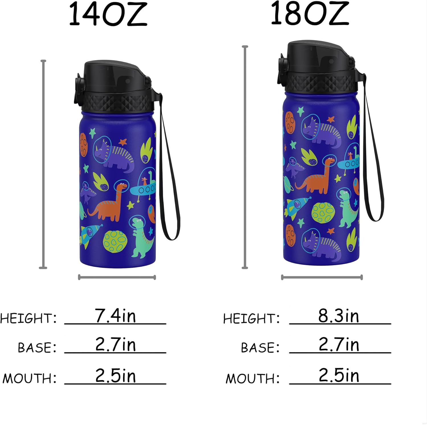 GOPPUS Kids Water Bottle (Straw Lid) - 14 Oz Stainless Steel Travel Bottle, Double Wall Vacuum Leak Proof Kids Cup for School Boys Girls,Blue engineering car - Image 5