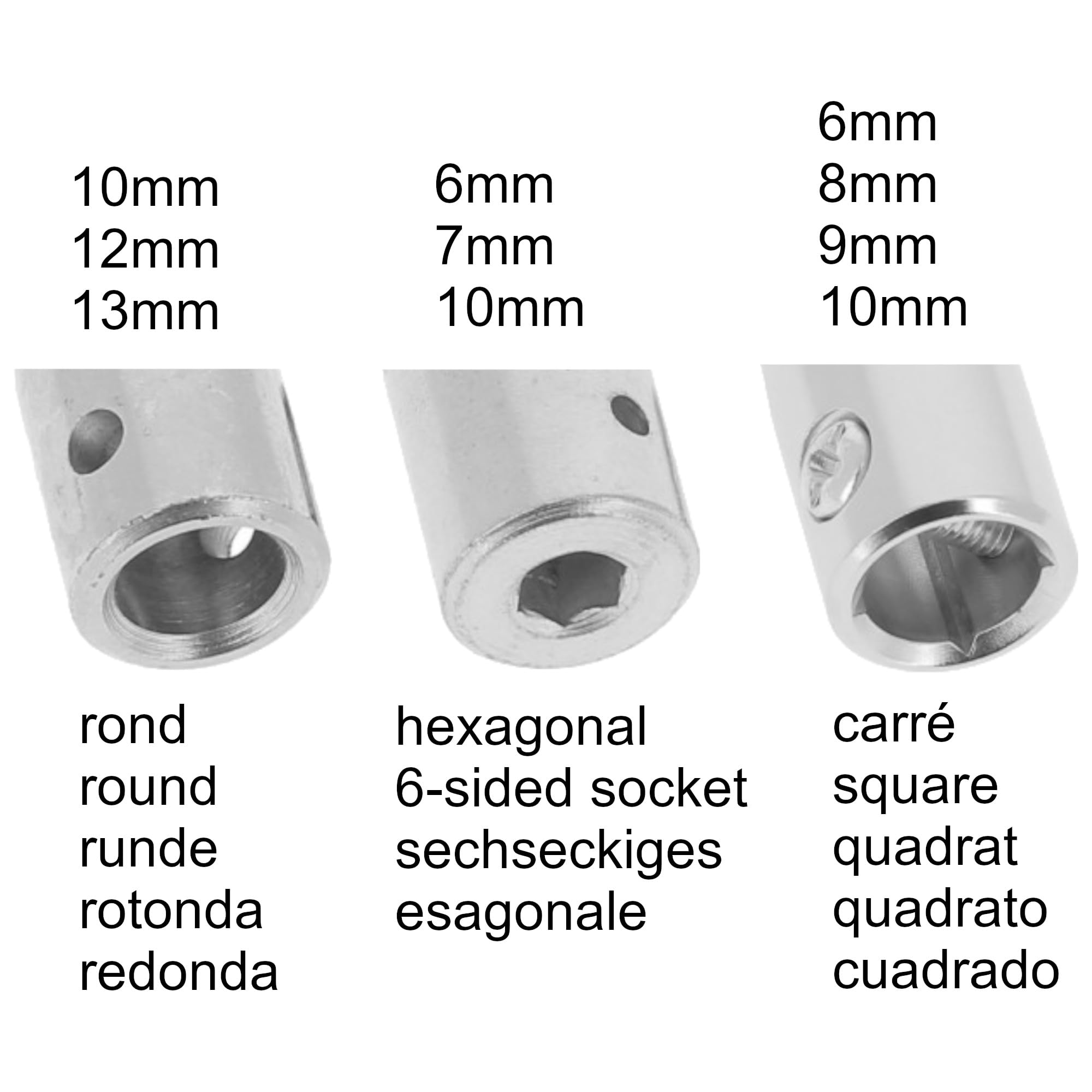cyclingcolors cardan de volet roulant genouillère liaison manivelle tige acier nickelé, diamètre extérieur 16 mm forme carré 6 mm x Ø 12 mm