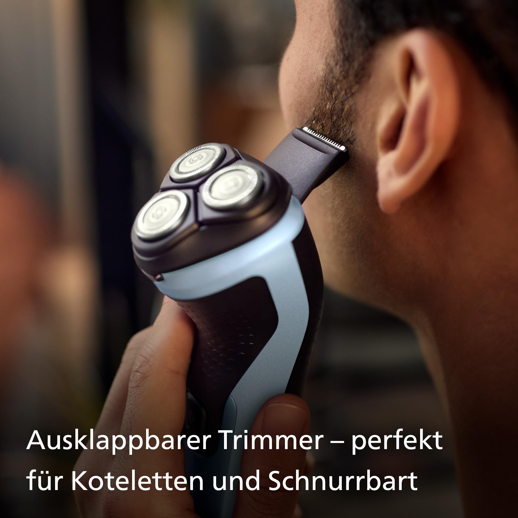 Philips Shaver Series 3000X – Elektrischer Rasierer für Herren, Nass- und Trockenrasur, Himmelblau, mit SkinProtect-Technologie, ausklappbarem Bartschneider und ergonomischem Griff (Modell X3053/00)