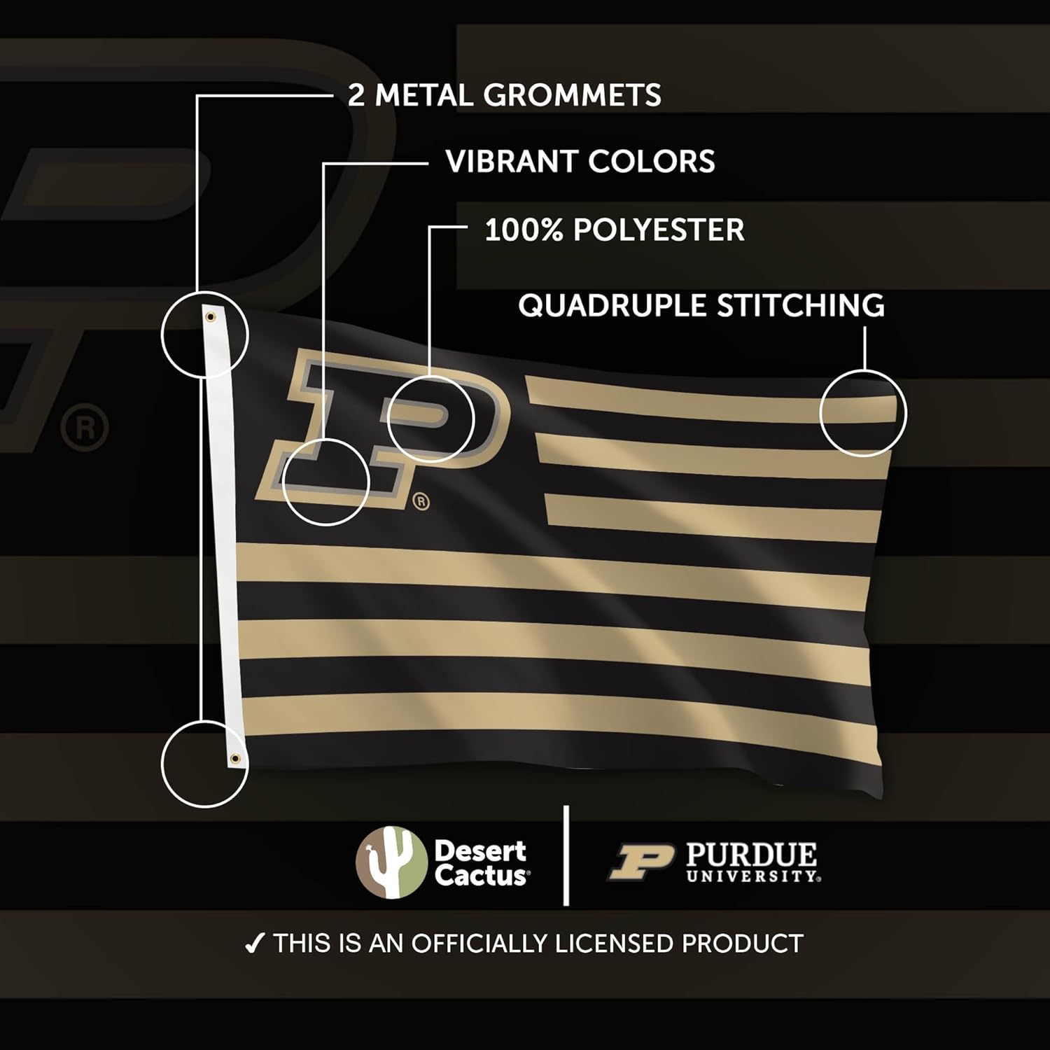 Desert Cactus Purdue University Indoor and Outdoor 100% Polyester University Flag Banner, 3x5 Feet Boilermakers (Nation) - Image 4
