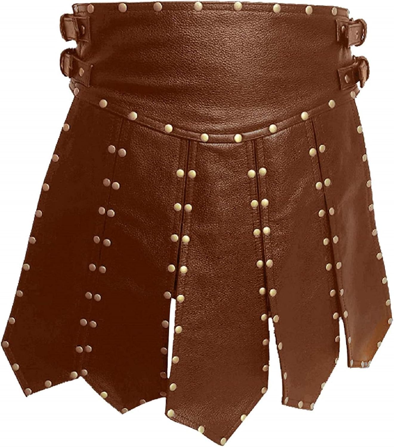 Mens Real Brown Leather Gladiator Kilts Heavy Duty Sexy