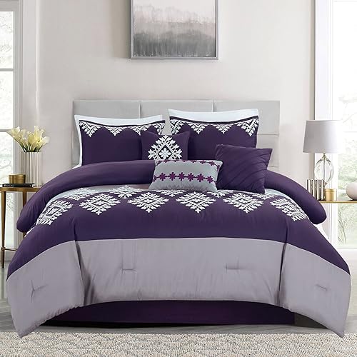 MERRY HOME Juego de edredón de cama Juego de edredón tamaño California King (400 GSM), juego de edredón de 7 piezas, suave y cómodo para todas las