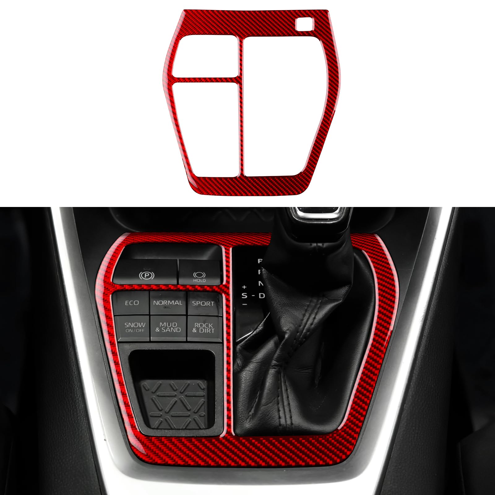 FXETRNL Car Gear Shift Display Frame, Real Carbon Fiber Covers for Toyota RAV4 (2019-2025), Center Consloe Decor Stickers Interior Car Accessories,