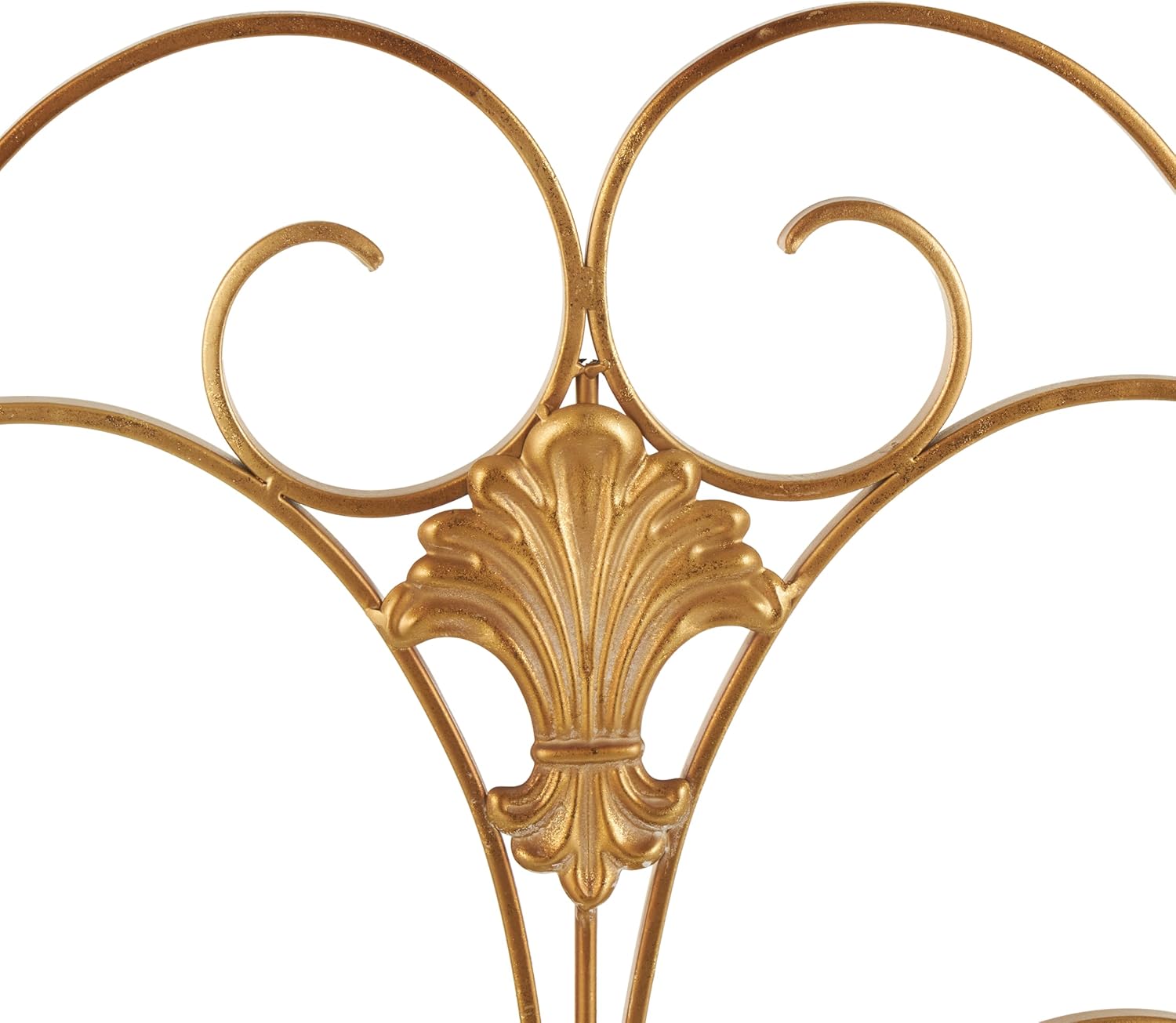 Deco 79 Metal Scroll Living Room Fireplace Screen Foldable 3 Panel Fire Guard with Fleur De Lis Accents, Screen 29" x 15" x 40", Gold