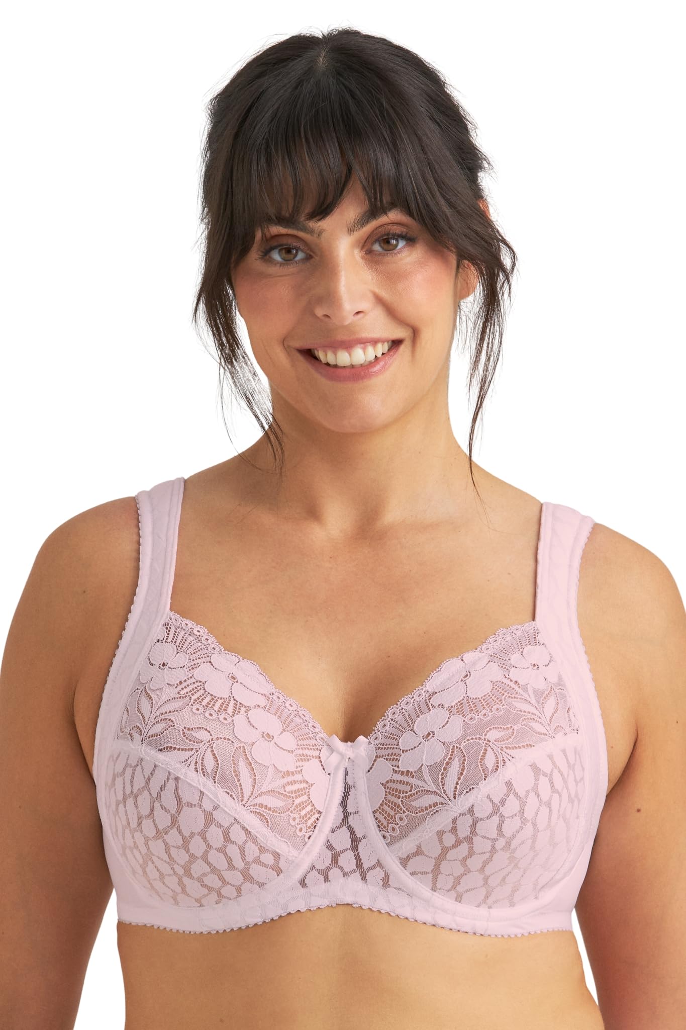 Miss Mary Of Sweden Women's Pink Jacquard & Lace Underwired Bra With Side Support 34D Dusty