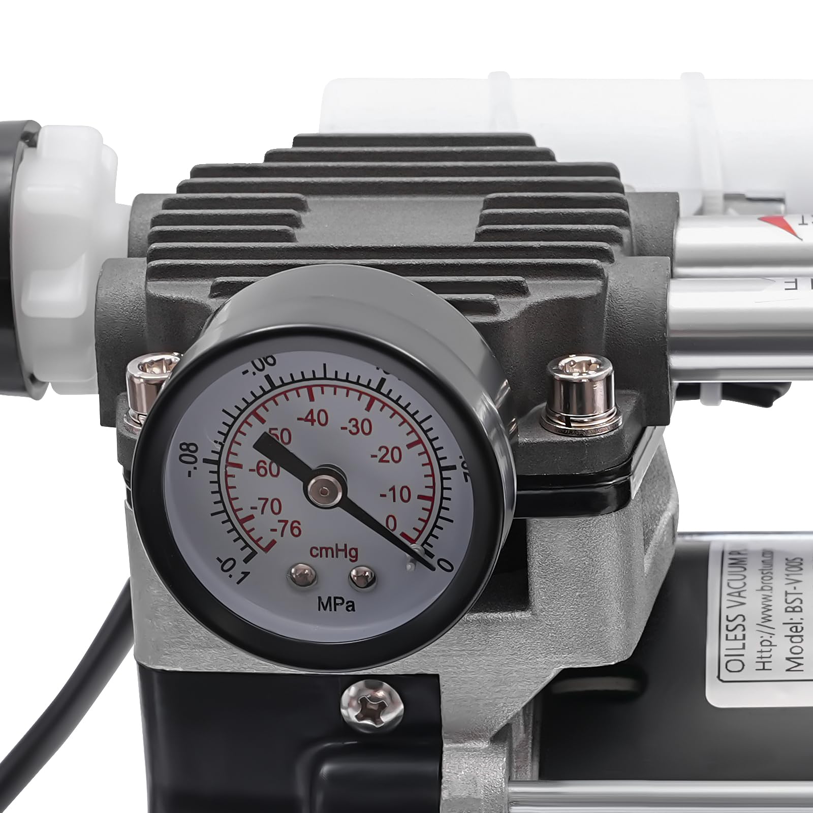 Pompa a vuoto senza olio 45L/min con lega di alluminio, doppio pistone, motore in rame da 150 W e protezione contro il surriscaldamento, pompa a vuoto industriale silenziosa per laboratorio, medicina