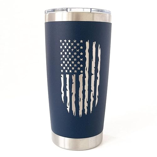 Miniatura 1 de American Flag Coffee Tumbler, Patriotic Coffee Mug, Navy Blue Tumbler, Travel Coffee Mug for Men