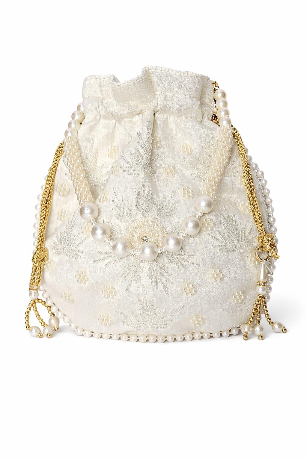 silver shiny ladies wedding potli bag for lehenga choli ghaghra sharara || party accessories for ladies-image-45
