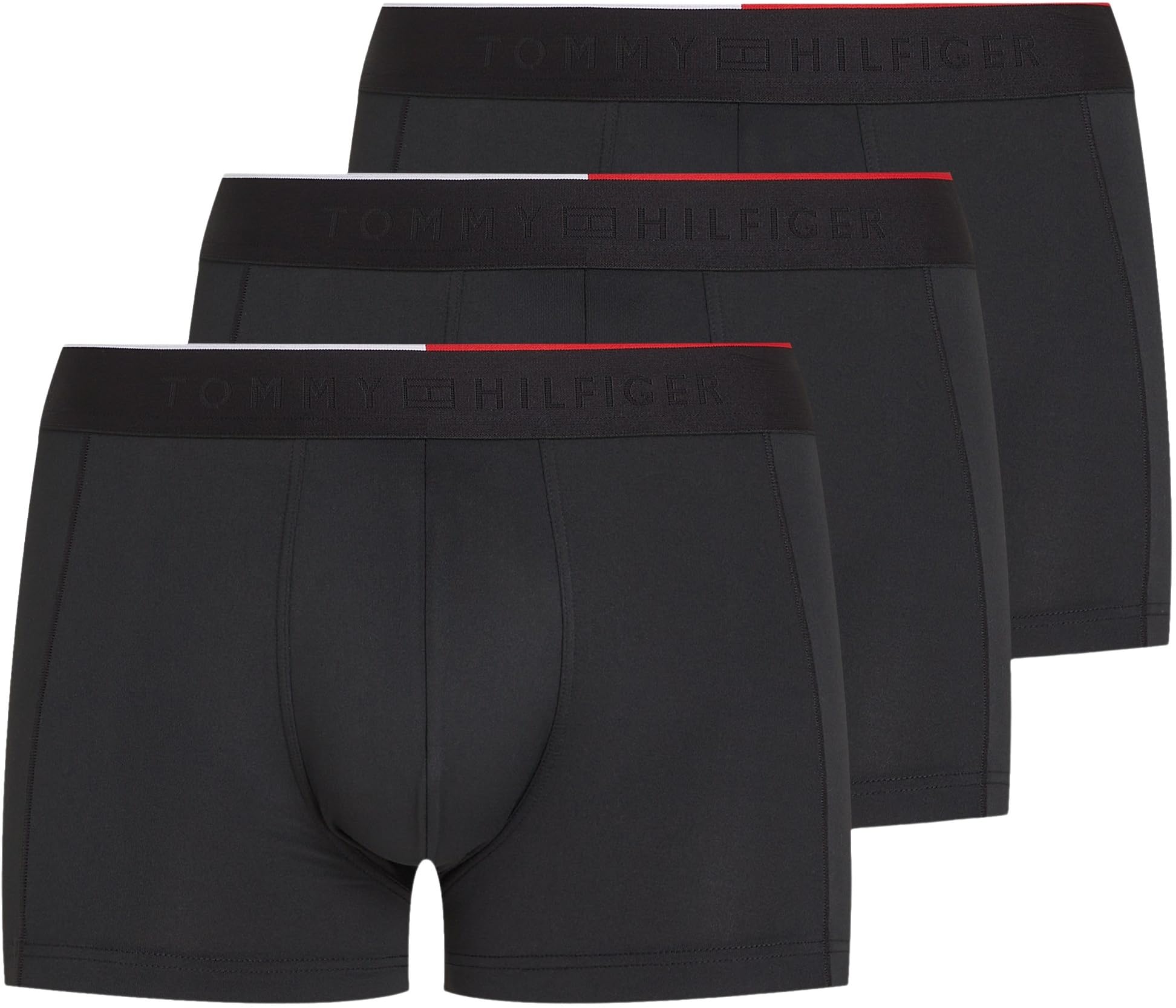 Tommy Hilfiger Men’s 3 Pack Trunks with Stretch, Black (Black/Black/Black), S