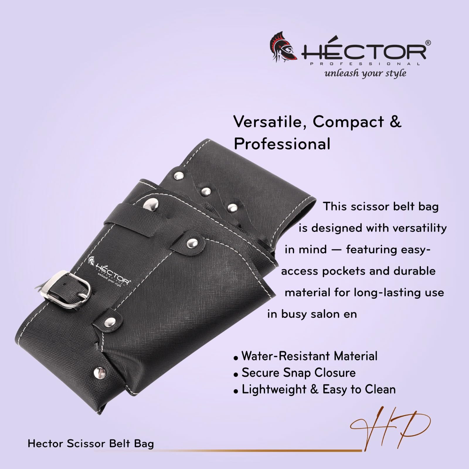 HECTOR Professional Leather Scissors Belt Kit Pouch with Metal Studs, Black 2
