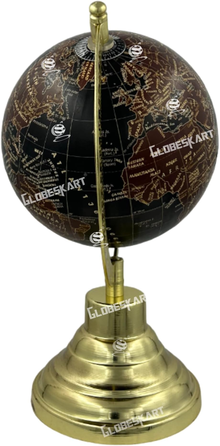 Educational/Antique Globe with Brass Antique Arc and Base / World Globe / Home Decor / Office Decor / Gift Item / 5 inches (Black Chocolate)