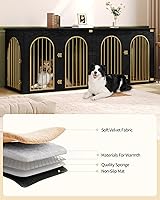 Vista 4 de Mueble de jaula para perros de 88.4 pulgadas para 2 perros, soporte de TV de perrera para interiores de servicio pesado, jaula de madera XXL