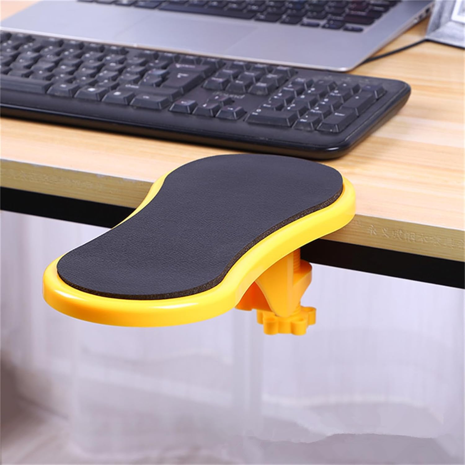 Computer Arm Rest Holder Fit for Desk Adjustable Arm Bracket Support for Computer Desk Extension Board Mouse Pad Ergonomic Rotating Gift (Yellow)