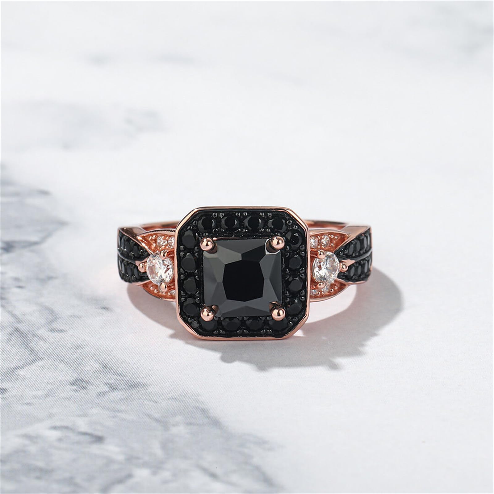 Jeulia Ring aus 925er Sterlingsilber Halo Prinzessin Schliff Valentinstag Versprechen Jubiläumsringe für Frauen und Mädchen mit Schmuckschatulle