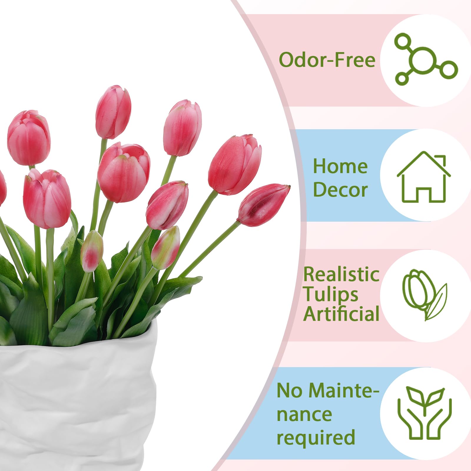 Amazon.com: LINSIE 15 Pcs Deep Pink Artificial Tulips Fake Flowers