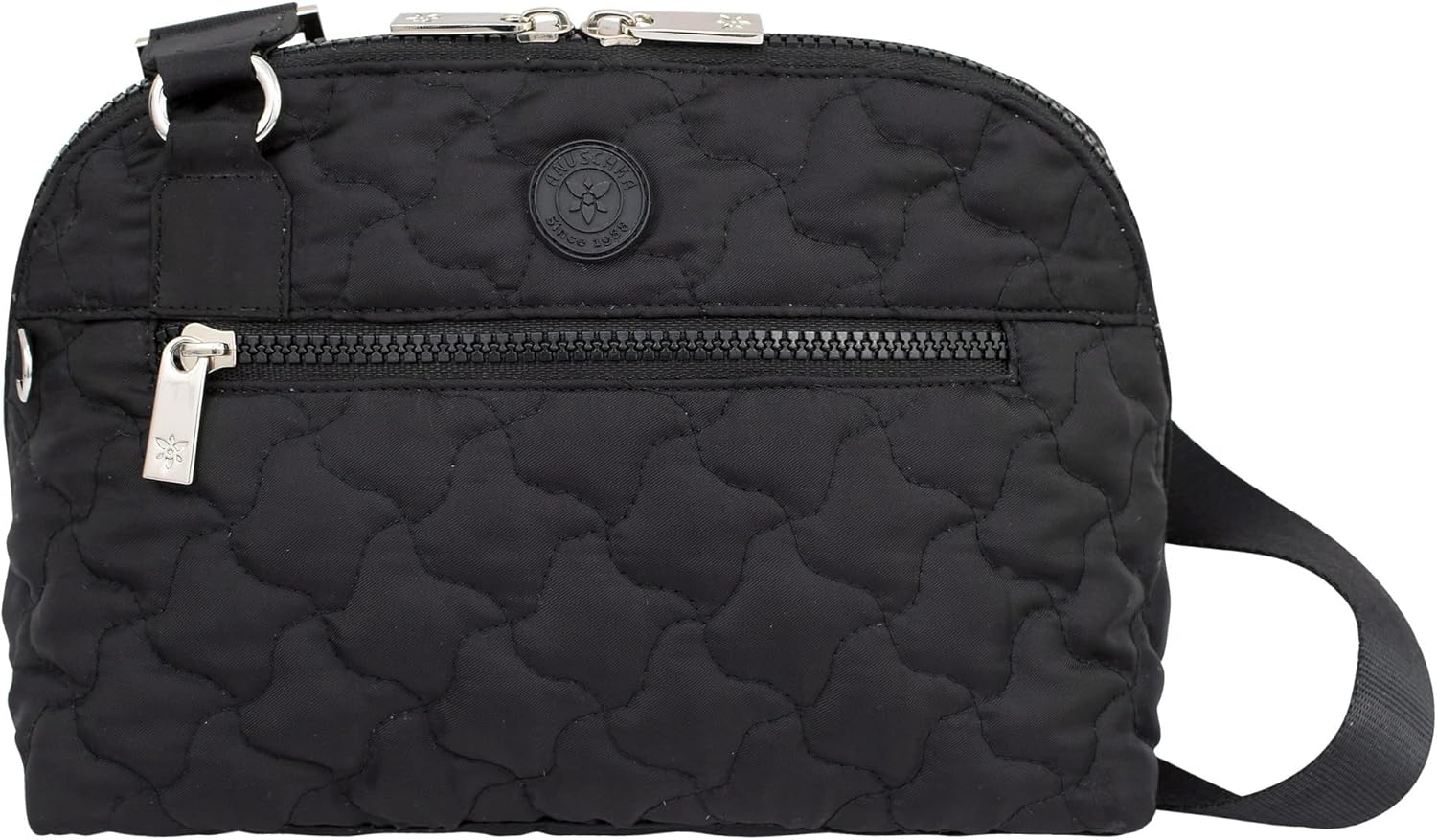 Anuschka Wanderlust Quilted Fabric Collection Women's Vegan Dome Crossbody - Black