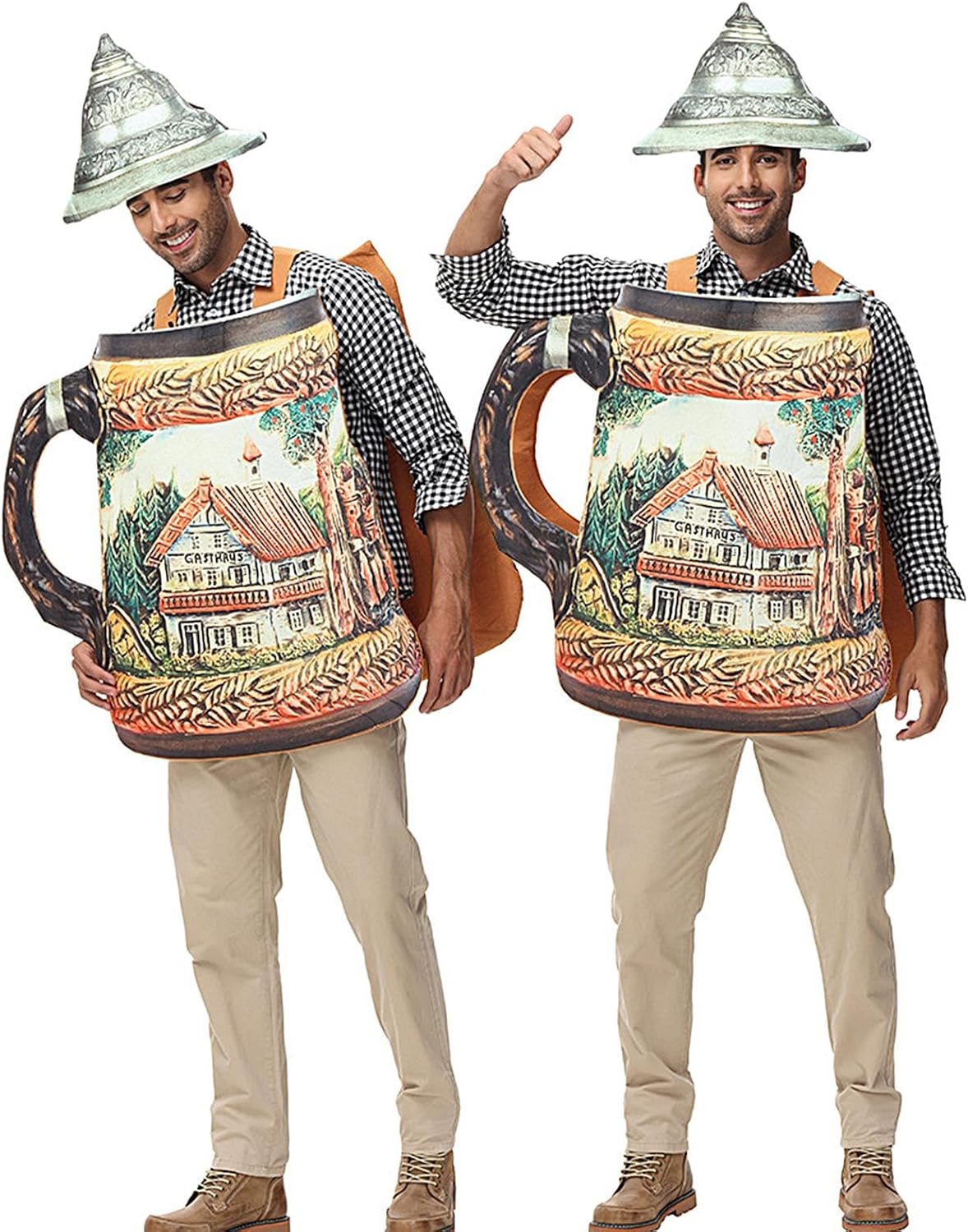 [Yazisam] ビールジョッキ コスチューム | ハロウィン 大人用 ビールジョッキ 衣装 - 楽しく快適なジャンプスーツアウト