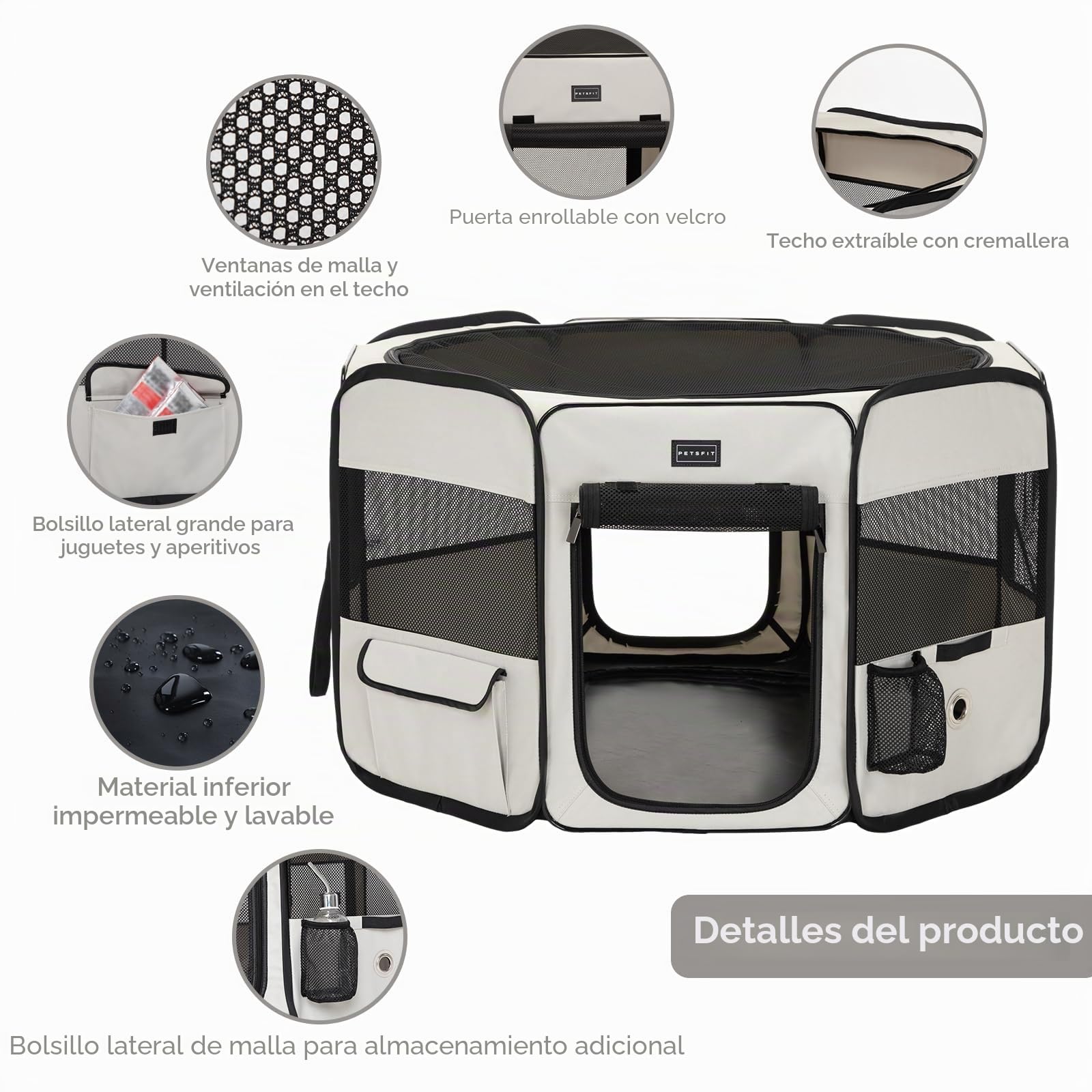 Petsfit Portátil Parque para Perros,Parque Perros para Perros Conejos Gatos,Impermeable Parque de Juego de Tela Oxford,Diseño Pop-Up