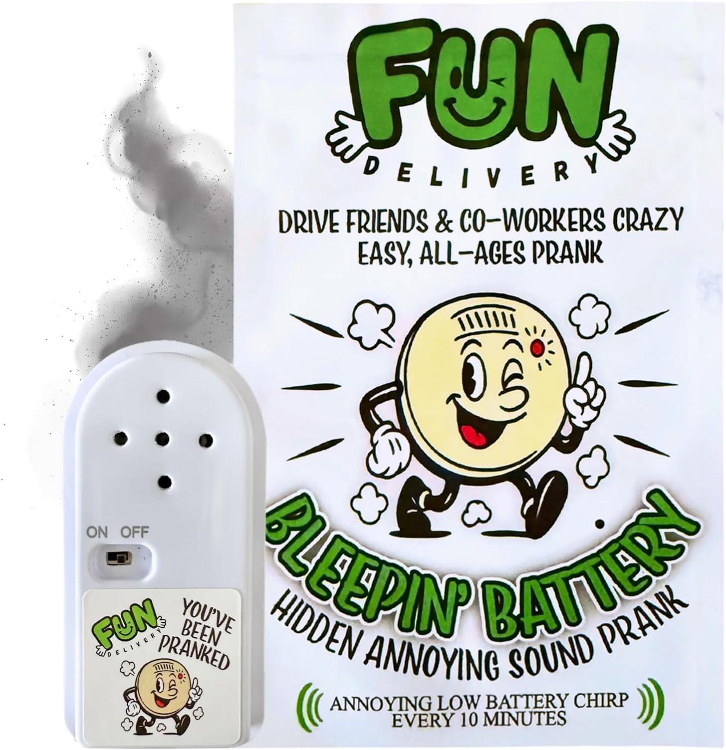 Bleepin’ Battery Hidden Noise Maker Prank – Realistic, Subtle, and Confusing Beeping Smoke Alarm Prank Sound Device – Original Gag Gift & Harmless Office Pranks for Adults