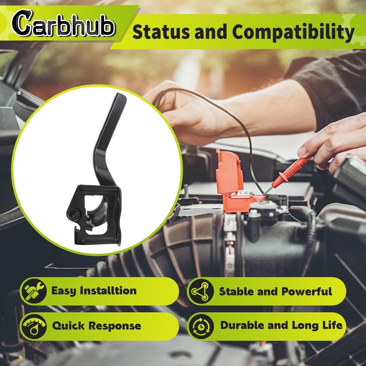 Carbhub Hood Hinge Driver and Passenger Side Fit for 2010-2015 Toyota Prius Replace 53420-47070, TO1236168