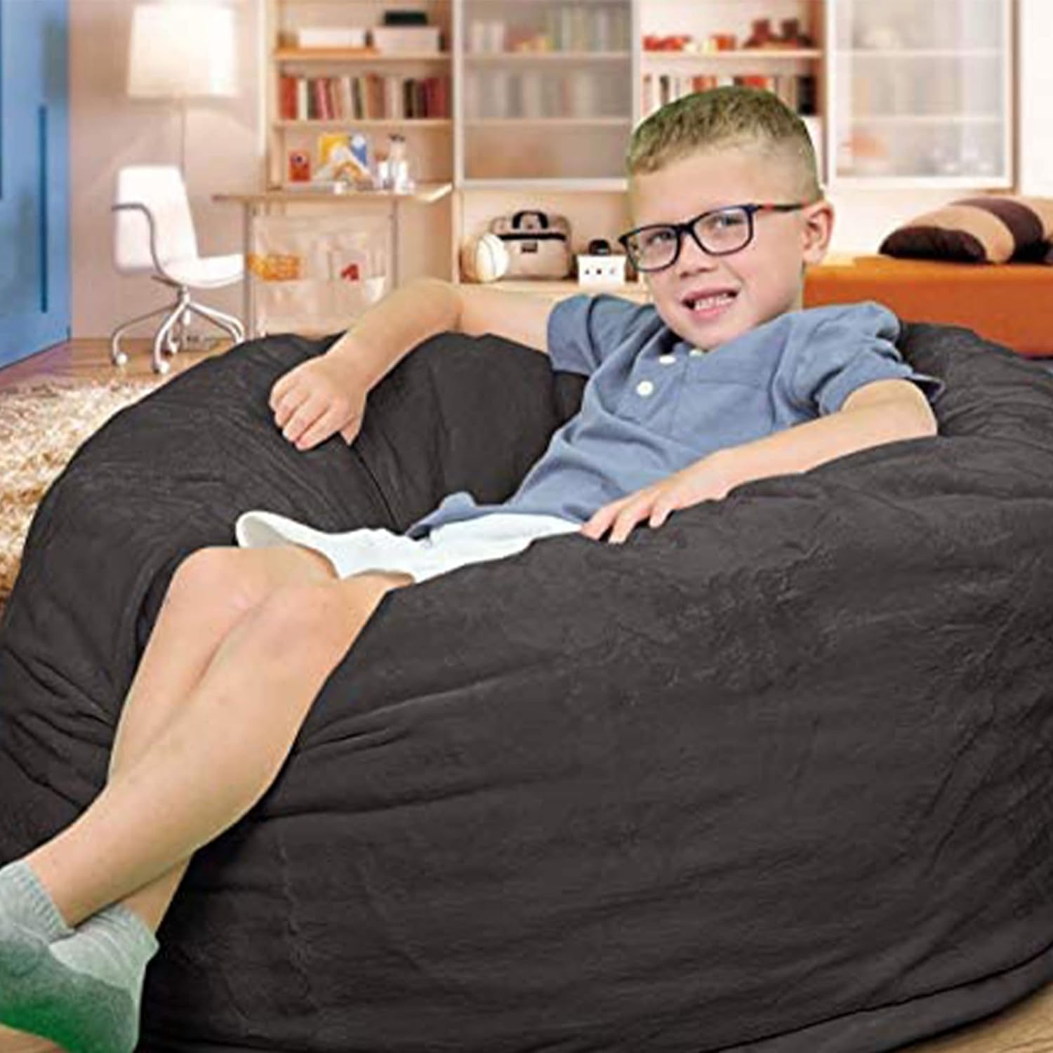 ULTIMATE SACK 3ft Bean Bag Chair, Oversize Bean Bag Chair for Adults, Comfy Chair Bean Bag Couch Lounge Sofa Loveseat Furniture | Grey Suede