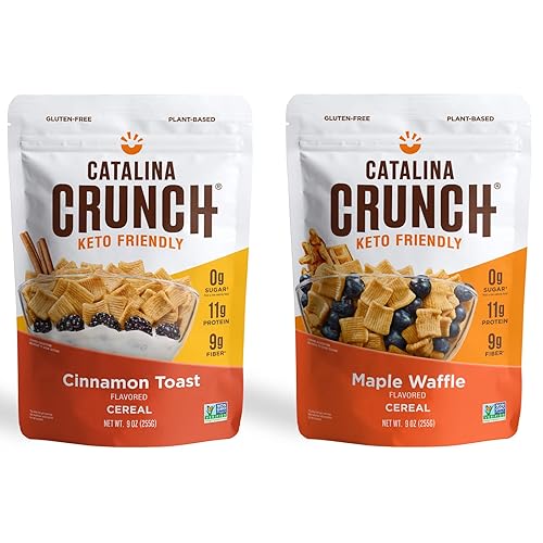 Catalina Crunch - Cereal apto para dietas cetogénicas bajo en carbohidratos sin azúcar gluten ni granos snacks veganos de proteína vegetal 2 sabores