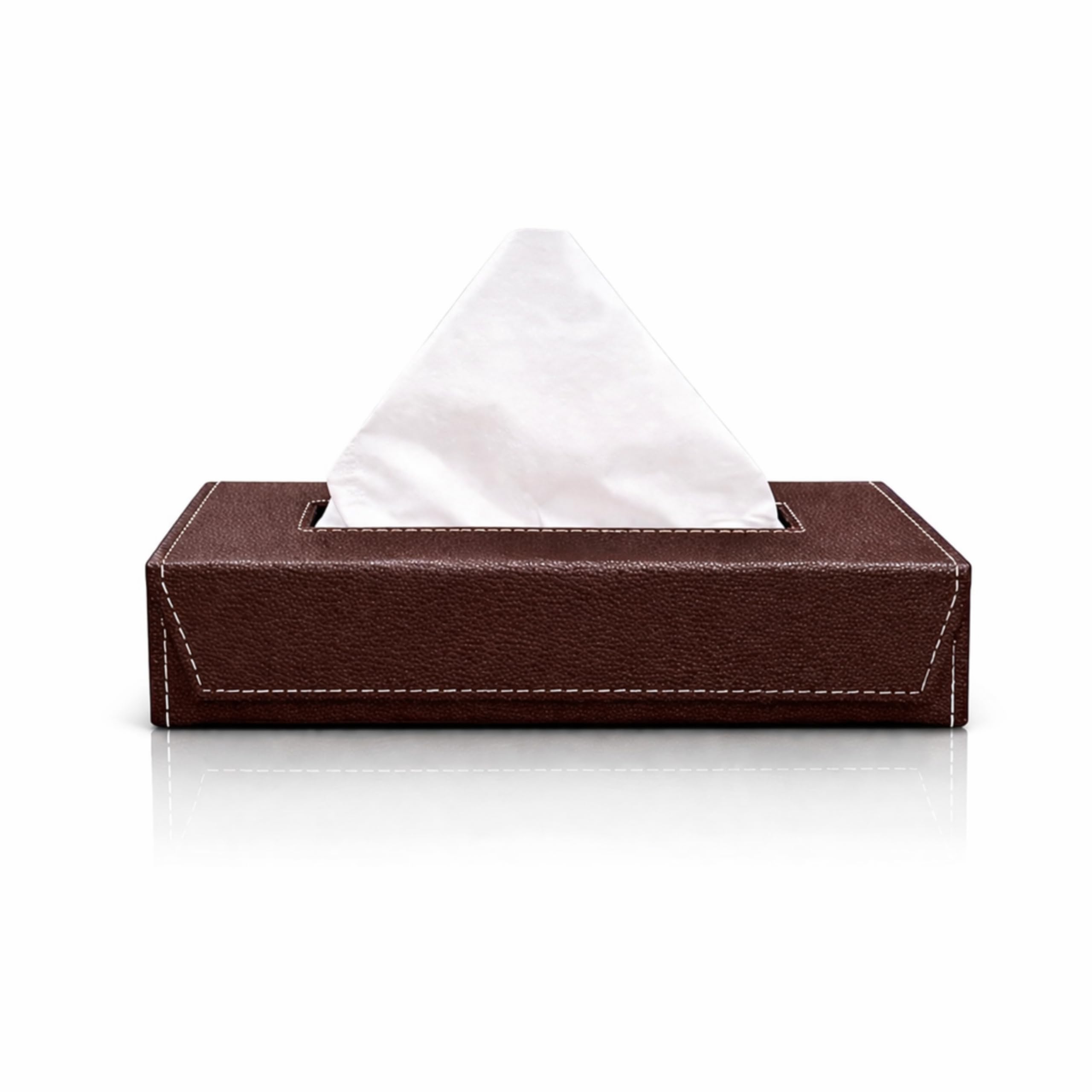 Tissue Box Holder with 100 Pulls Cotton Rags Tissue | Handcrafted Fine Leather - Like Finish | for Gifting, Office Desks, Cars & Home Décor | Durable & Water Resistant. (Chocolate)-image-38