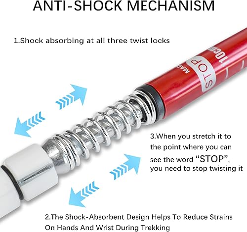 Miniatura 3 de 2 Pack Hiking Poles for Junior, Nordic Walking Trekking Pole Hiking Sticks Lightweight Collapsible & Shock-Absorbent Aluminum with Quick Adjustable