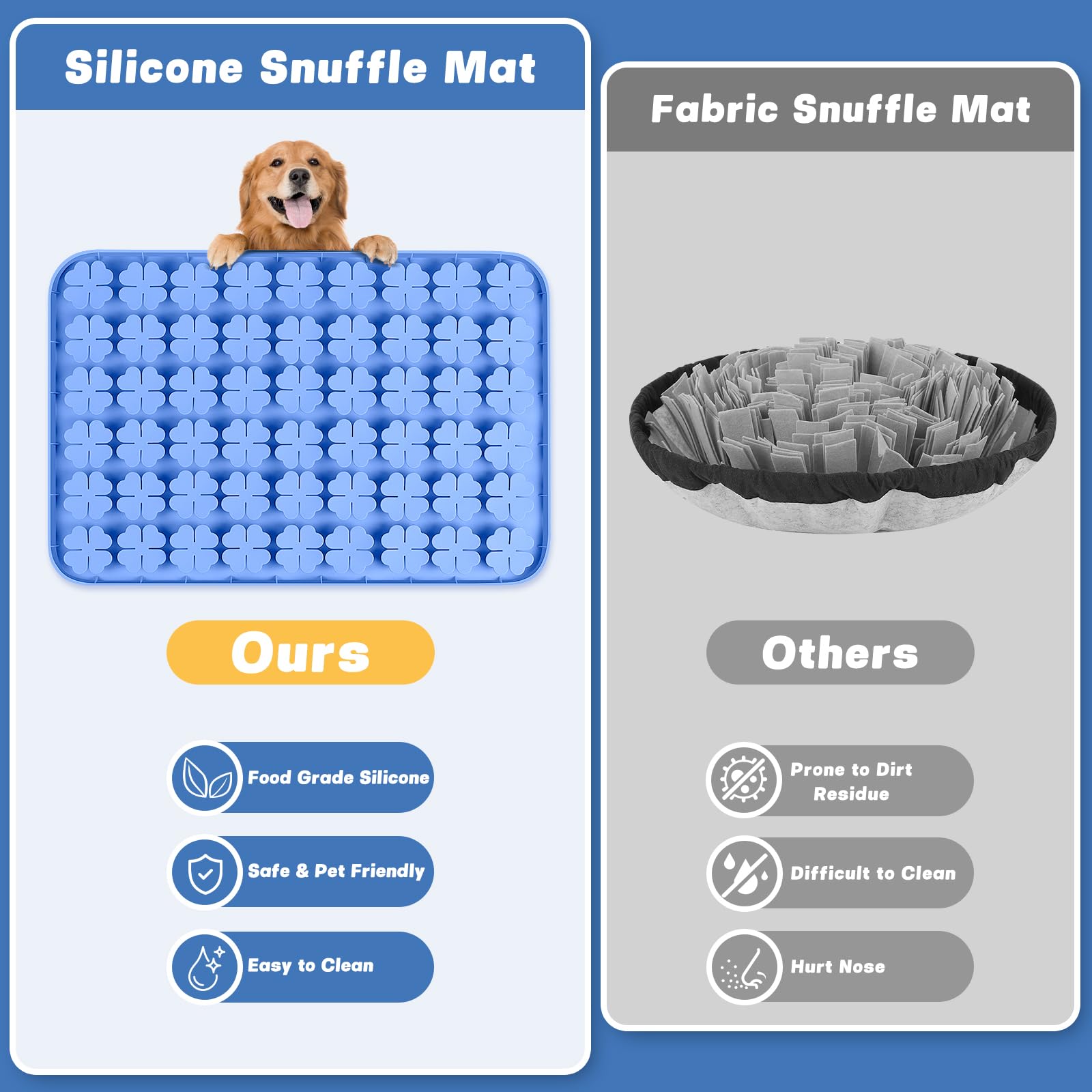 24''x16'' silicone tappetino interattivo per cani/gatti alimentazione lenta, favorisce la ricerca naturale del cibo, allenamento degli odori e mangiare lentamente (blu)