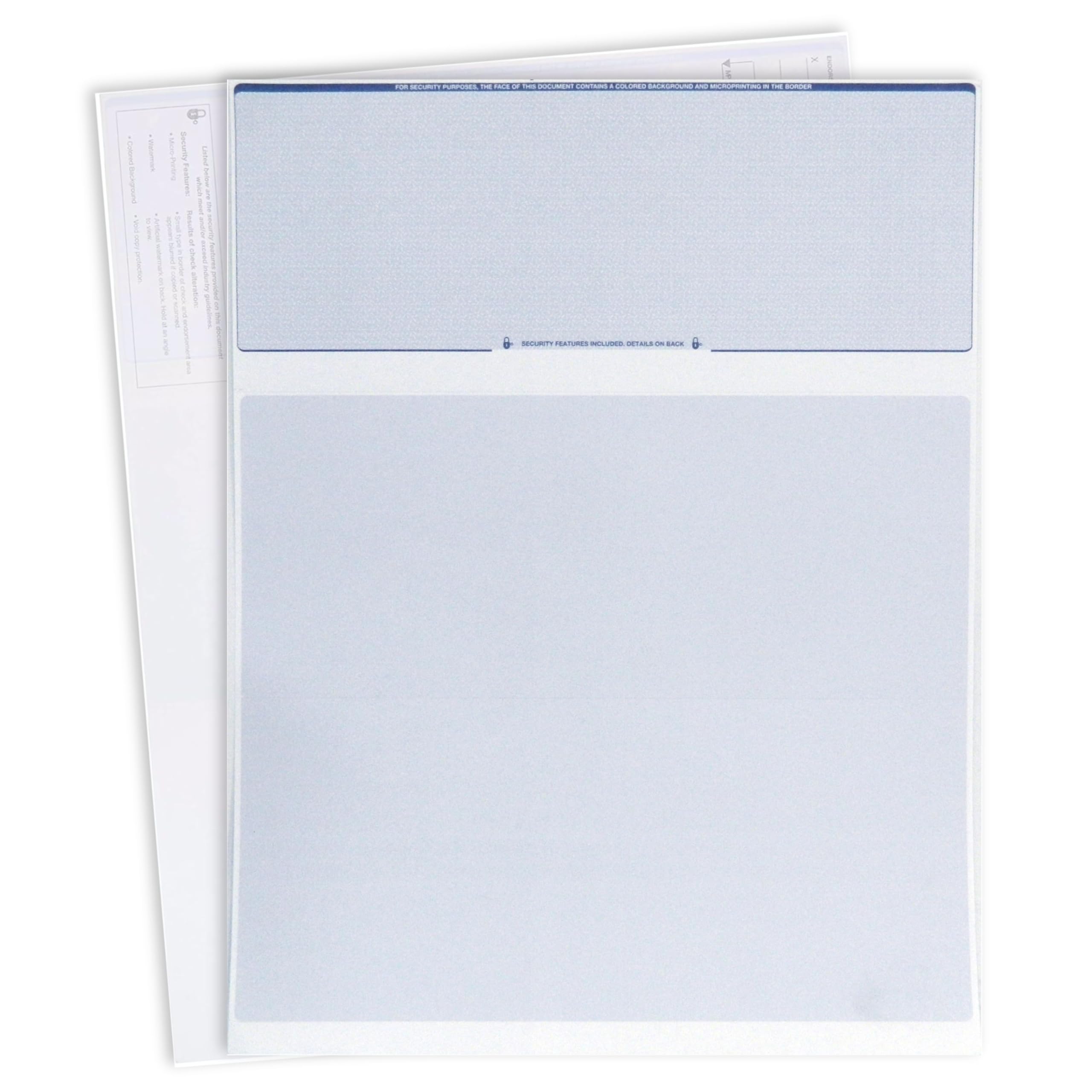 EnDoc Computer Check Paper - 50 Sheets - Business Checks on Top and Stub on Bottom - Security Features & Laser Printer Compatible with Quickbooks Blank Check Stock - Diamond Blue
