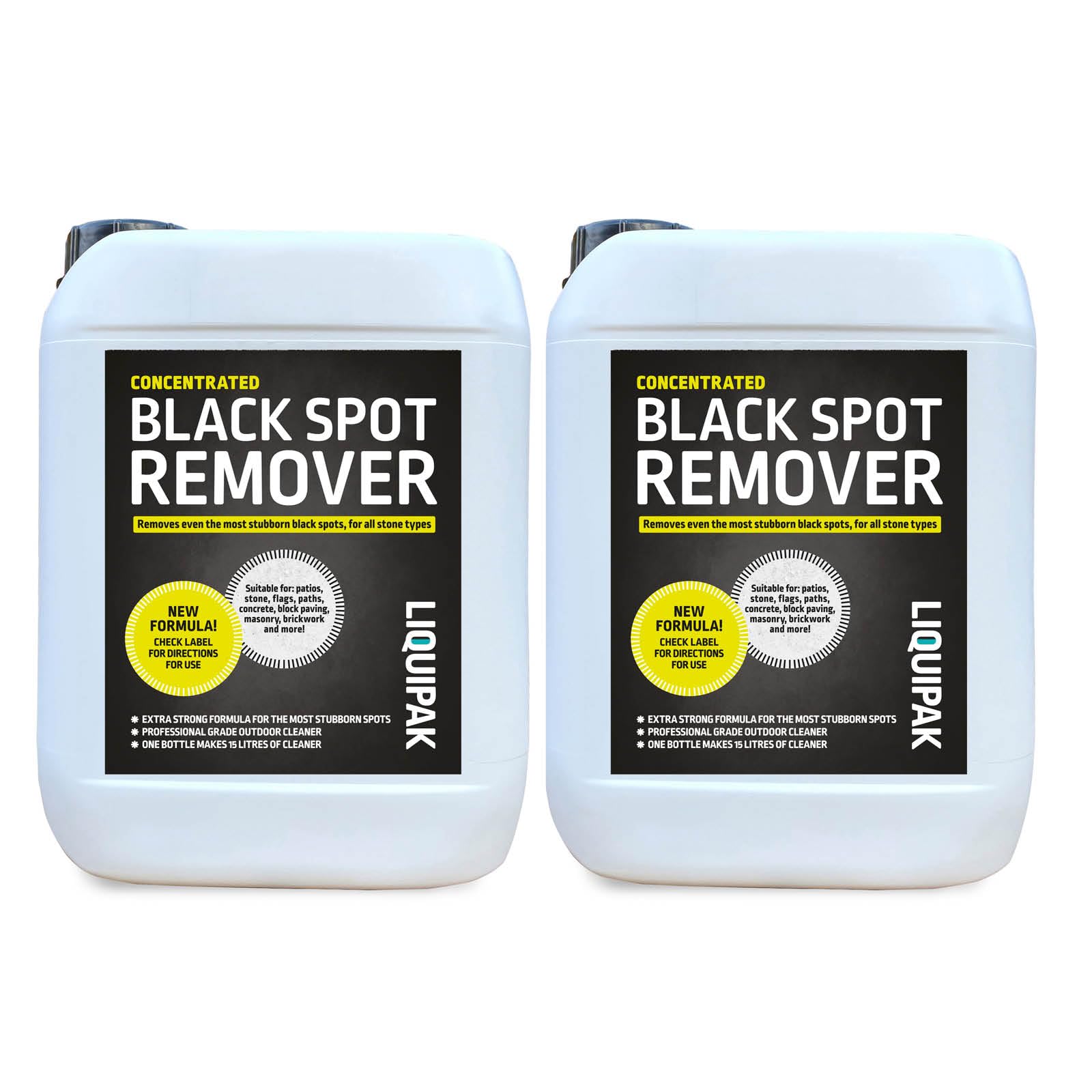 Black Spot Remover Patio Cleaner 2x5L - New Formula! Concentrated Outdoor Cleaner for Lichen, Algae & Stubborn Stains - Use on Paving Slabs, Stone, Concrete, Brick & Driveways - Professional Formula