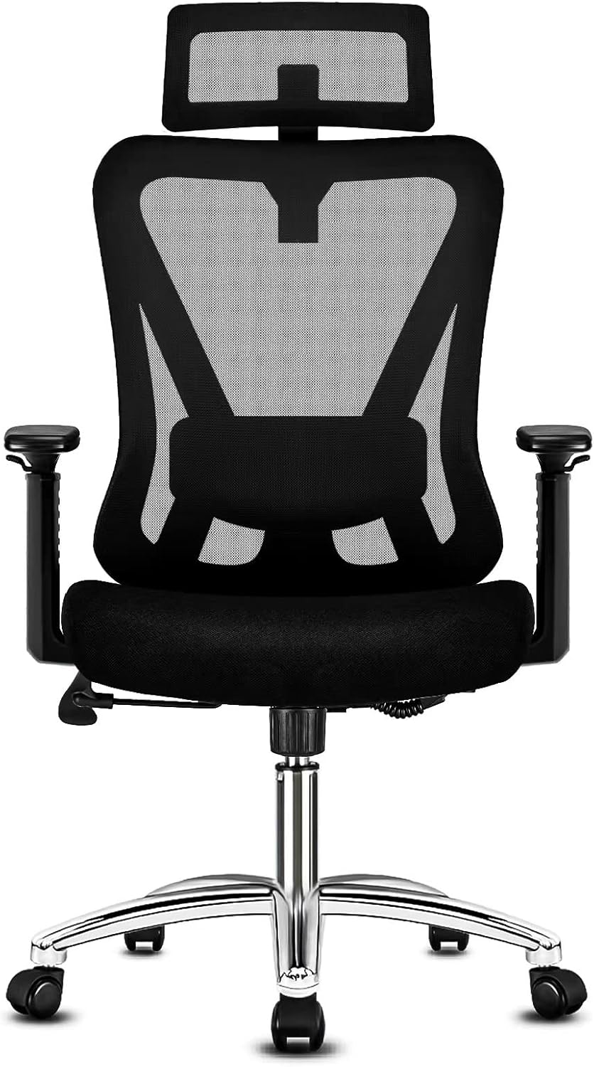 Daccormax Sedia Ufficio Ergonomica In Rete, Con Poggiatesta Regolabile, Supporto Lombare, Braccioli 3D, Inclinazione 120°, Portata 150 Kg