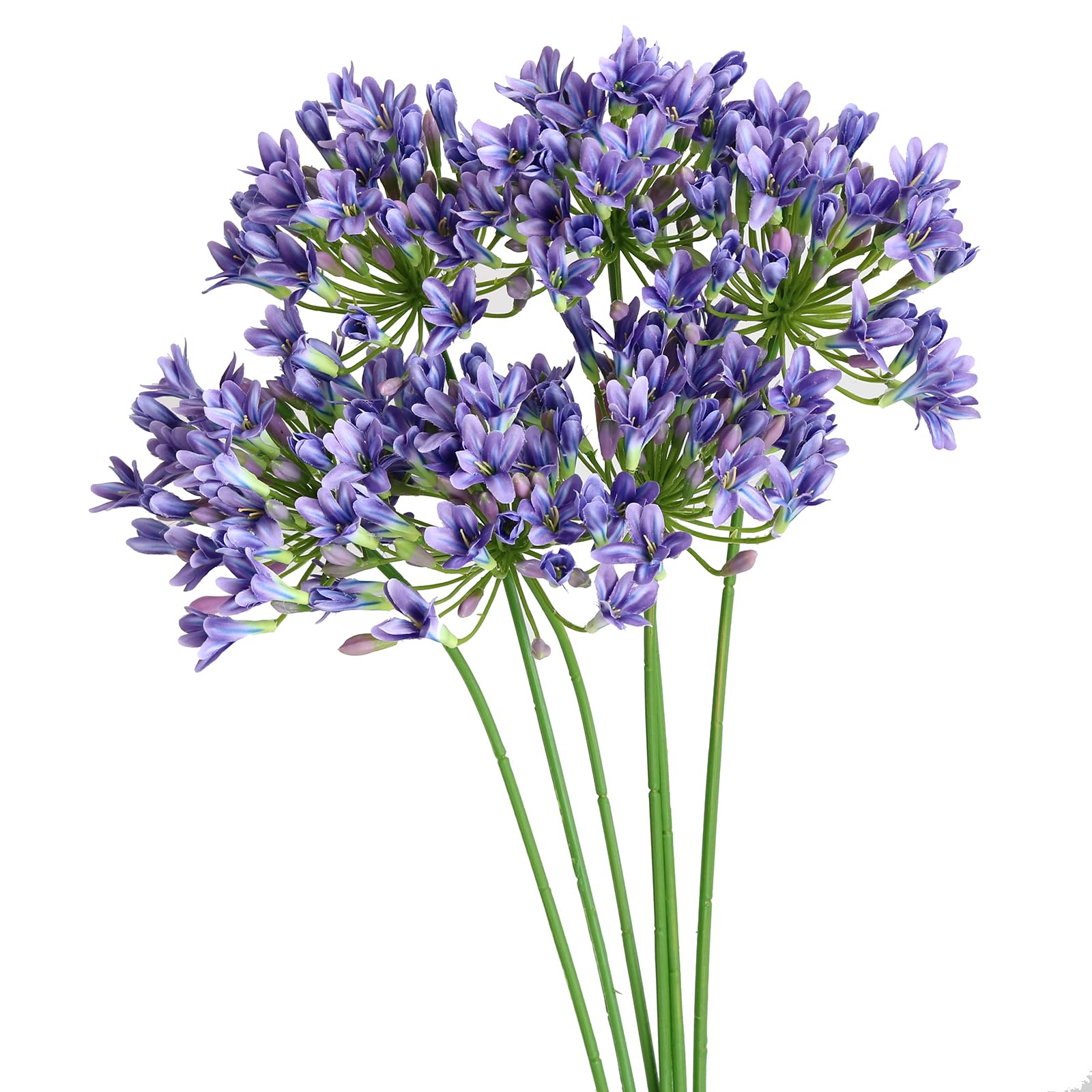 6PCS Artificial Agapanthus Flowers Long Stems Silk Lily Flowers for Home Hotel Flower Arrangement Party Decor (White Purple)