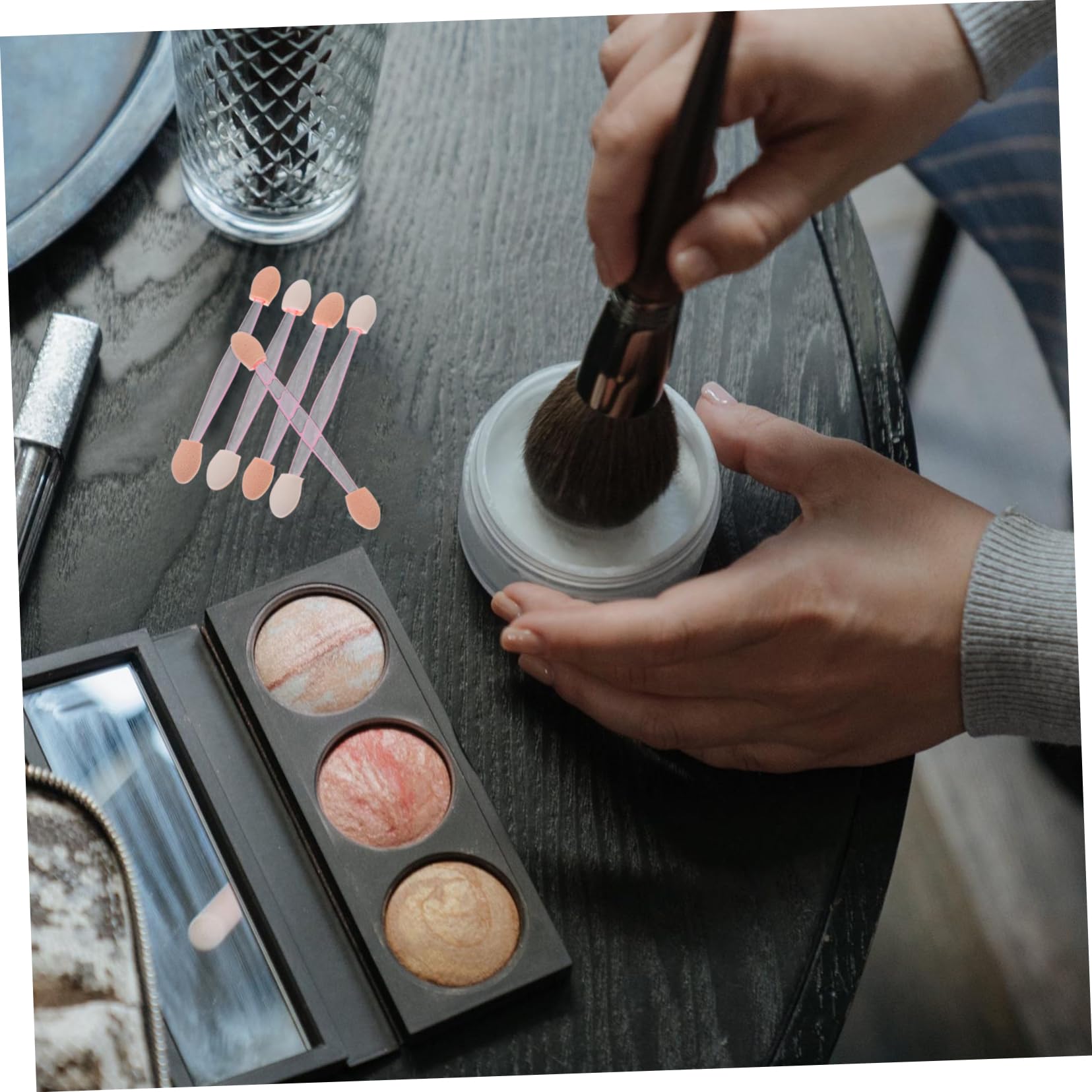 SOESFOUFU Eyeshadow Applicators Set Dual Sided Brush Short Brush for Quick Natural to Dramatic Makeup Perfect for Travel Parties Random Color