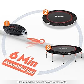 BCAN 40 Foldable Mini Trampoline Fitness Trampoline with Safety Pad, Rebounder Exercise Trampoline for Adults Indoor/Garden Workout, Max Load 330lbs, Deep Black
