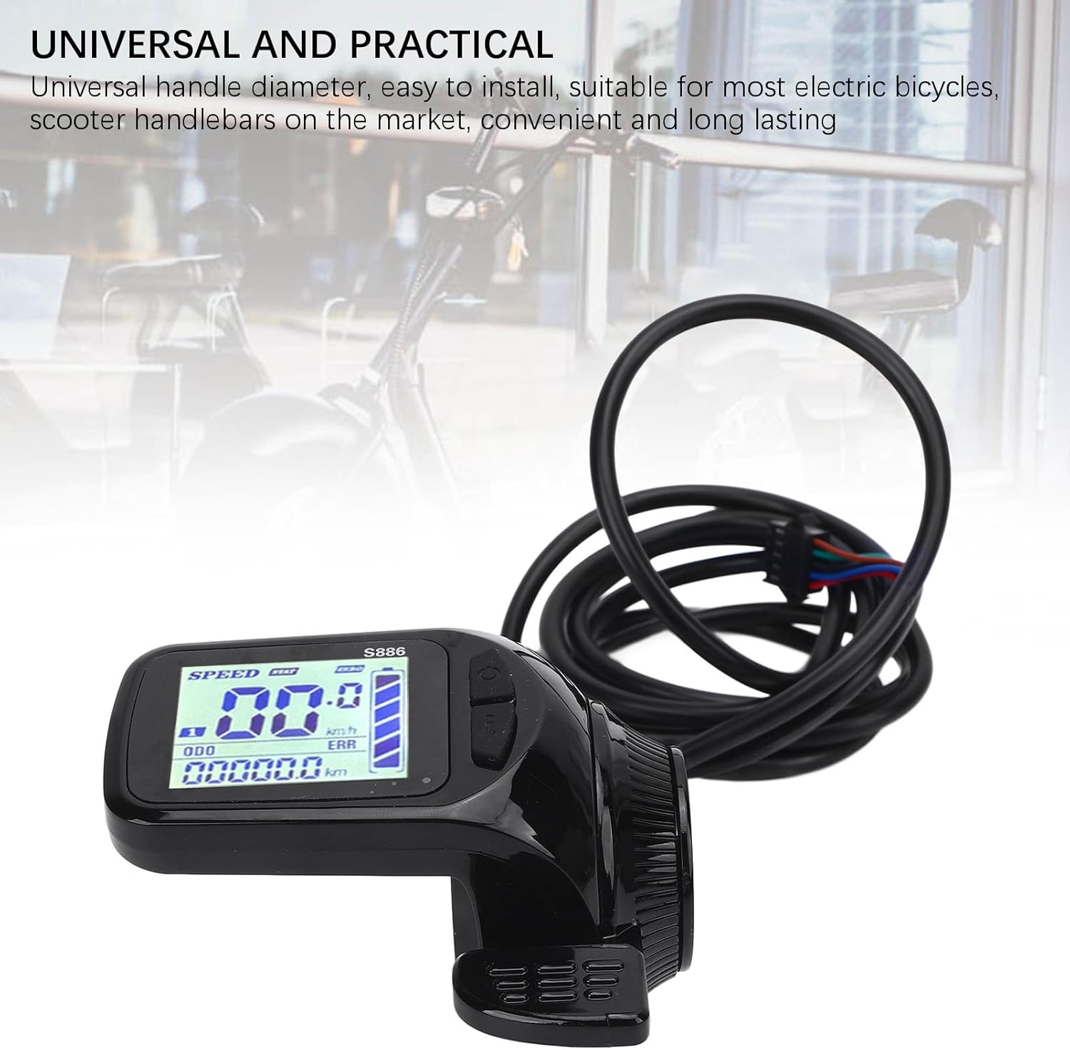 Electric Bicycle LCD Display Thumb Throttle, ABS Material Universal Handle Diameter, 2-in-1 Speed Meter and Accelerator for E-Bikes and Scooters