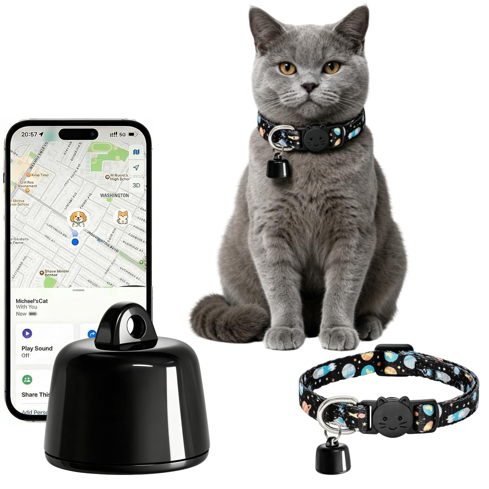 Cat Tracker Collar,GPS Pet Tracker No Monthly Fee for Cats,Dog