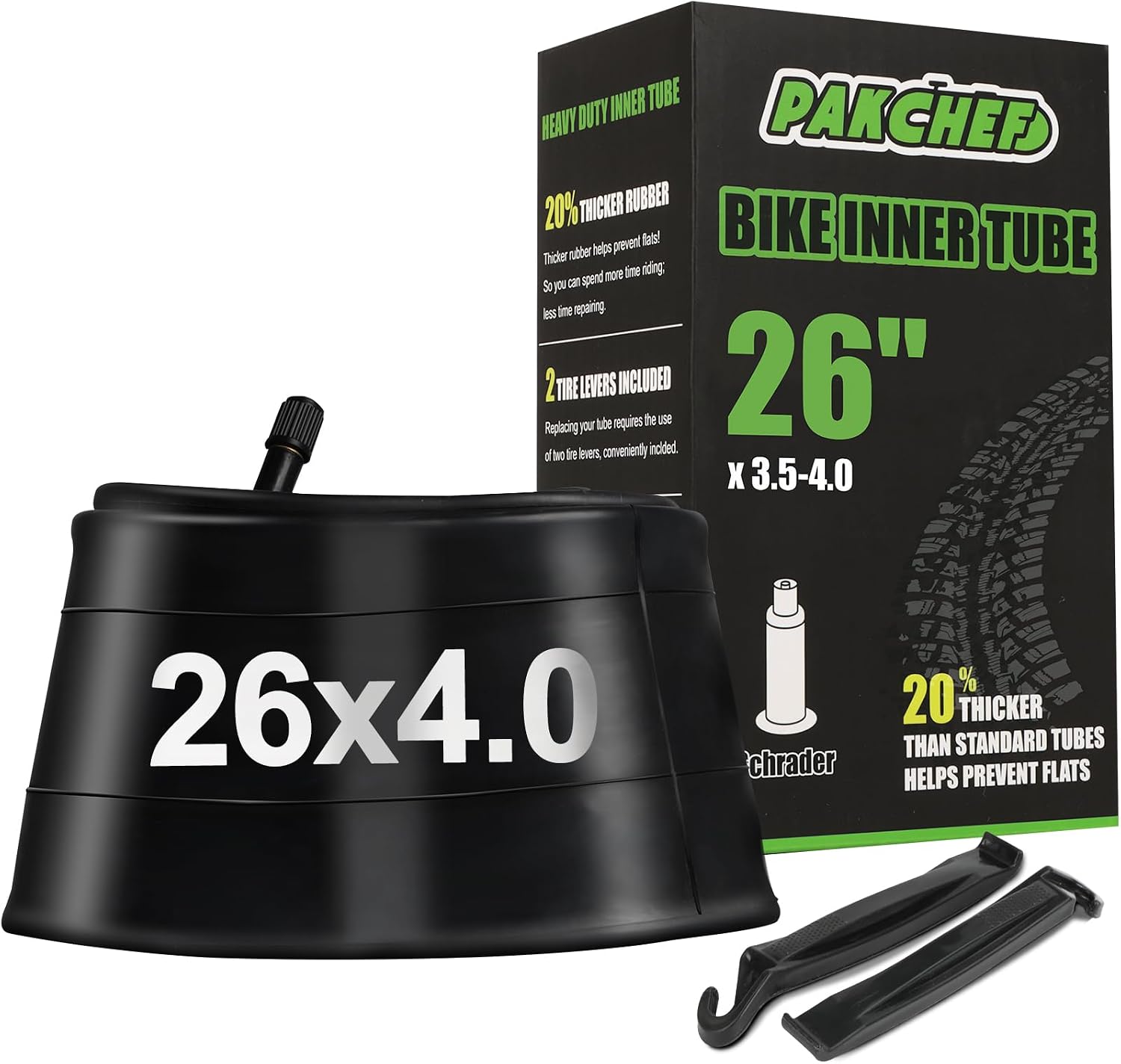 Heavy Duty 20×4.0, 26×4.0 Fat Bike Tube with Schrader Valve