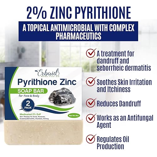 Miniatura 6 de Pyrithione - Barra de jabón de zinc para cara y cuerpo, 4 onzas  Barra medicada 2% ZnP jabón limpiador de terapia de la piel para acné, rosácea,